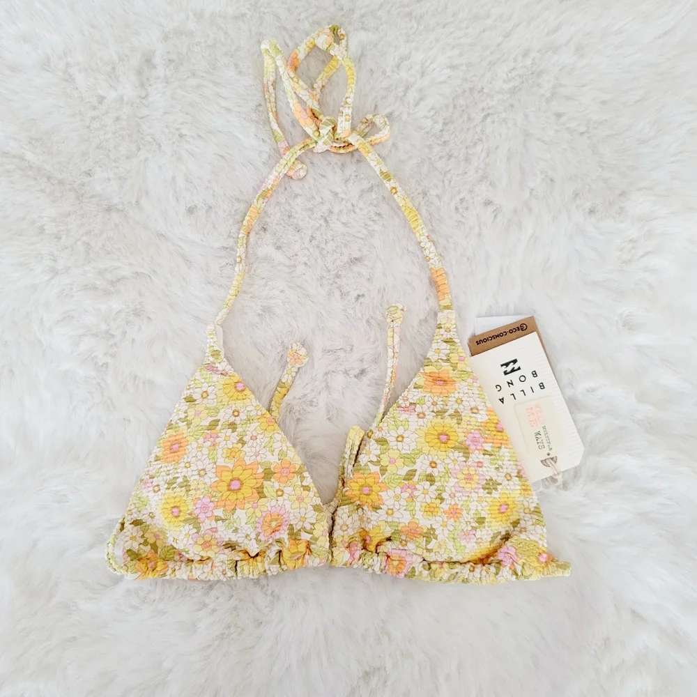🌞BILLABONG SUN WORSHIPPER TANLINES TRIANGLE BIKINI TOP SIZE M/10
